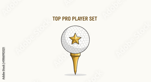 Premium Golf Ball With Star On Tee For Elite Players