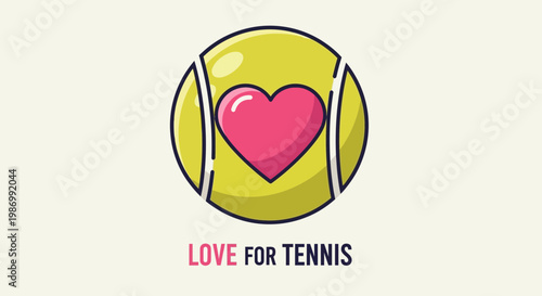 Passionate Heart Tennis Ball Icon Design
