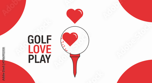 Passionate Golf Lover Graphic with Heart Symbol and Tee