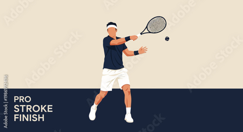 Professional Tennis Player Executing a Powerful Serve Finish on Court