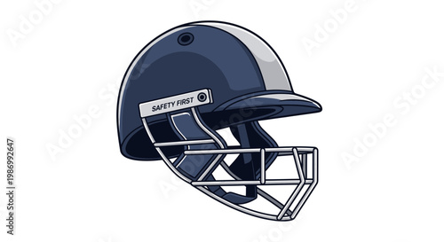 Protective Cricket Helmet Safety First Graphic Design Illustration