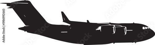 Airplane silhouette, black plane icon, aircraft vector, transportation symbol