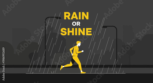 Persistent Runner Braving Stormy Weather City Streets