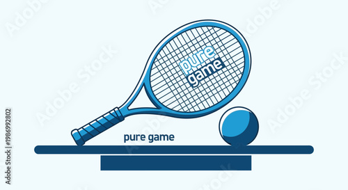 Pure Game Tennis Racquet And Ball Logo Graphic