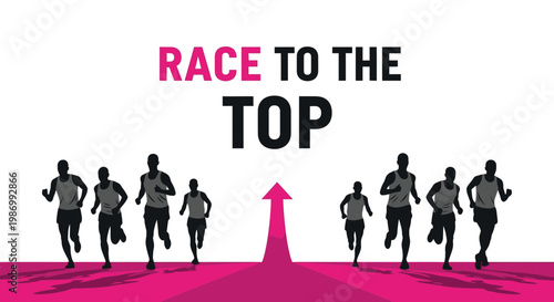 Race To The Top Motivational Running Competition Victory Achievement