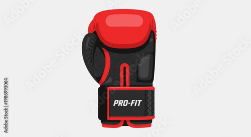 Red And Black Professional Boxing Glove Isolated On White
