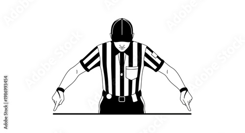 Referee Making Signal Gesture Illustration With Pointing Fingers