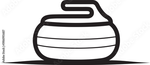 Curling stone icon, sports equipment, vector illustration, black outline
