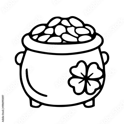 st. patrick's day cauldron full of coins vector