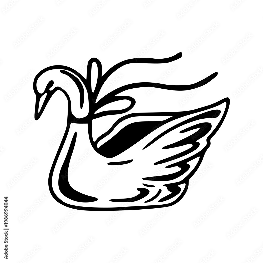 Fototapeta premium simple black and white swan bird for decoration