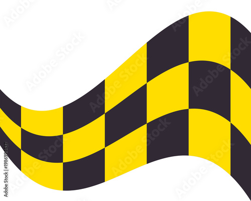 Close up of waving yellow black checkered racing flag background