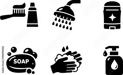 Personal hygiene icons set. Vector