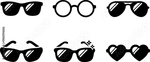 Glasses and sunglasses icons optical fashion accessories 
