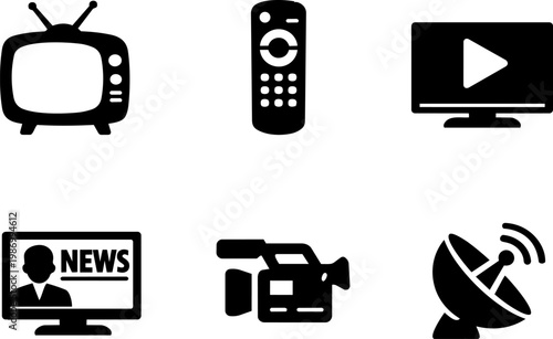 Media entertainment icons television streaming news
