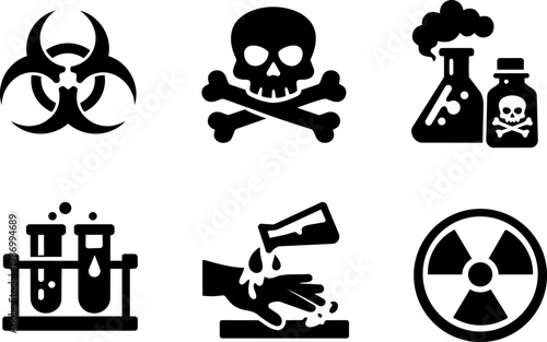 Toxic hazard icons poison chemical danger
