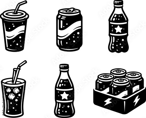 Soft drink icons soda bottle can