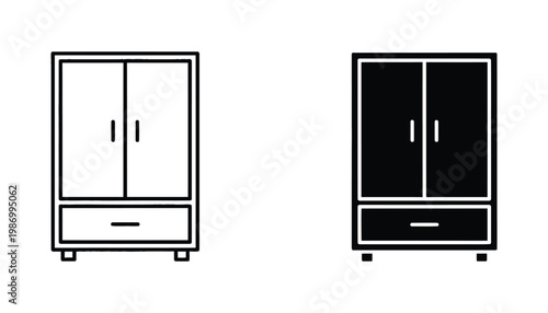 Wardrobe Cabinet Home Storage Icon Set