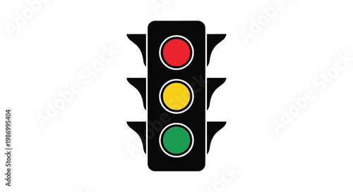 A black traffic light displays red yellow and green illuminated signals