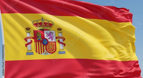 Waving spanish flag a symbol of spain's rich history and national identity
