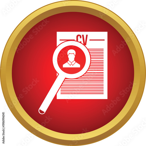 Magnifying glass highlighting a candidate profile on a cv document