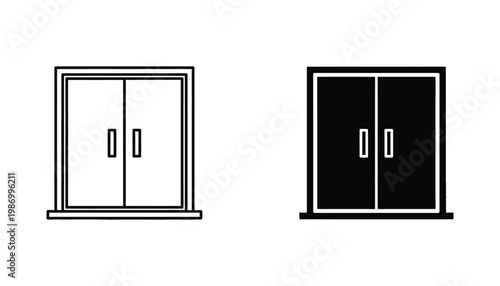 Double Door Icon Open Entry Gateway Minimalist Symbol