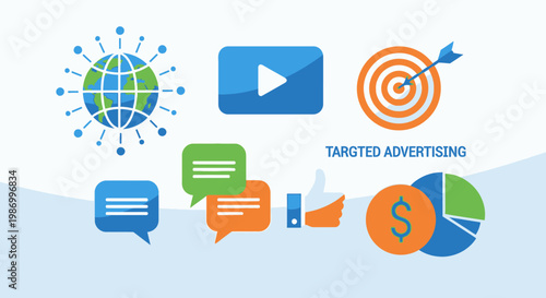 Conceptual graphic illustrating global communication marketing and advertising