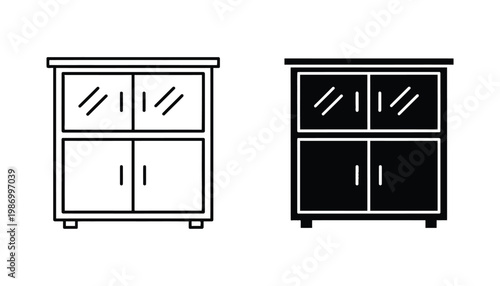 Cabinet Furniture Vector Icon Storage Organization