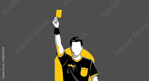 Referee With Yellow Card Warning Symbol