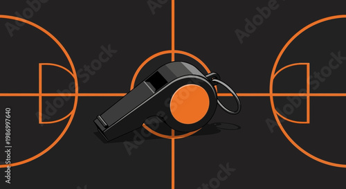 Referee Whistle On Basketball Court Graphic Design