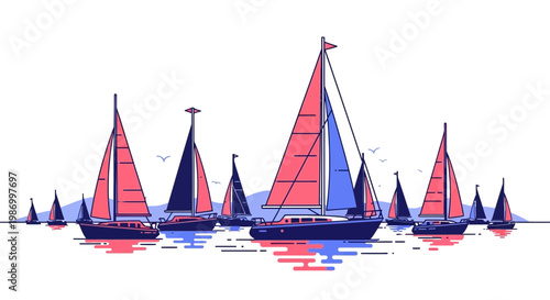 Regatta Scene With Sailboats In Dynamic Array