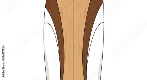 Retro Style Surfboard Design With Wooden Texture And Brown Accents