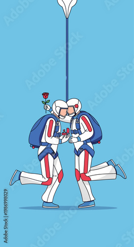 Romantic Skydiving Couple Shares A Tender Moment Mid-Air