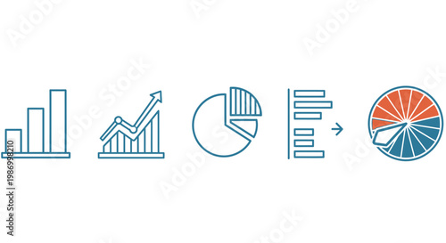 Data visualization diagrams and charts for business and financial analysis