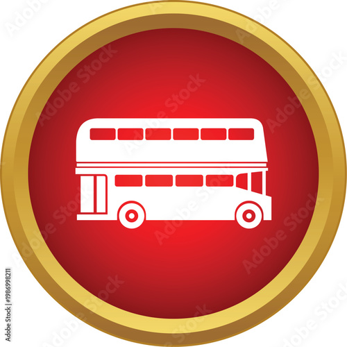 Double decker bus icon representing public transport and travel in london