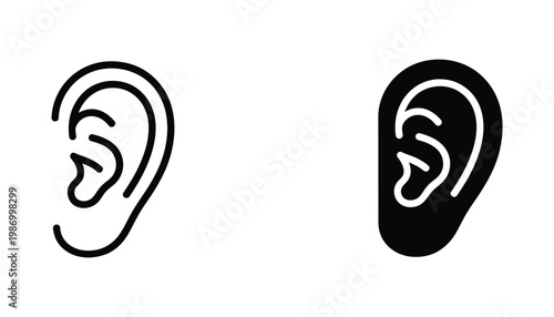 Ear Icon Set Auditory Symbol Health Healthcare Concept