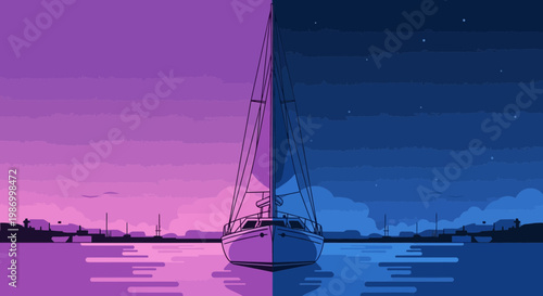 Sailing Through Twilight Transitions A Calm Voyage From Dusk To Dawn