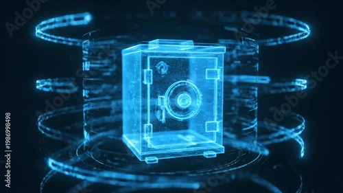 Wallpaper Mural A futuristic illustration of a glowing blue safe surrounded by digital circuits on a dark background. Torontodigital.ca