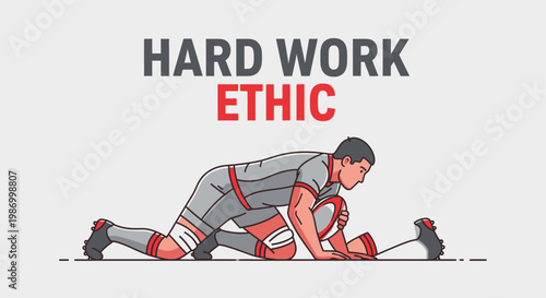 Rugby Player Demonstrates Intense Effort For A Strong Work Ethic