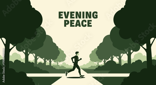 Serene Runner Enjoying Tranquil Evening Nature Stroll Outdoors