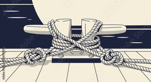 Secure Harbor Nautical Knot And Cleat On Deck