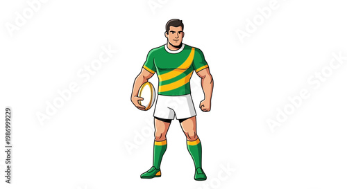 Rugby Player Standing Ready With Ball