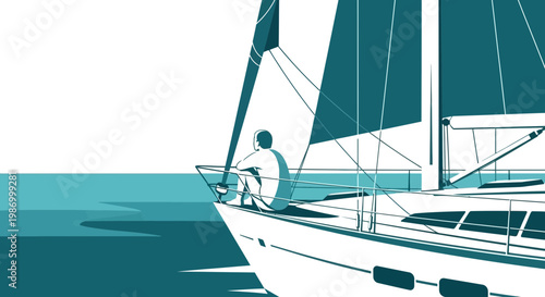 Serene Sailor Contemplating Vast Ocean Horizons Awaiting Adventures