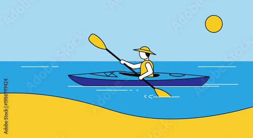 Serene Summer Kayaking Adventure Under Bright Sunny Skies