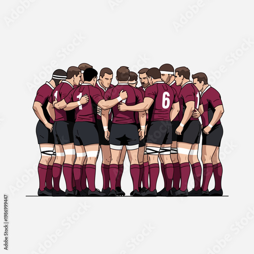 Rugby Team Huddle For Motivation And Strategy On The Field
