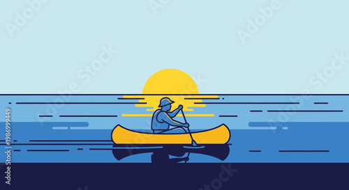 Serene Sunrise Canoe Adventure Minimalist Style