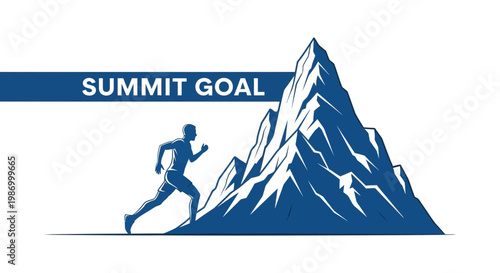 Runner Ascends Mountain Towards Summit Goal