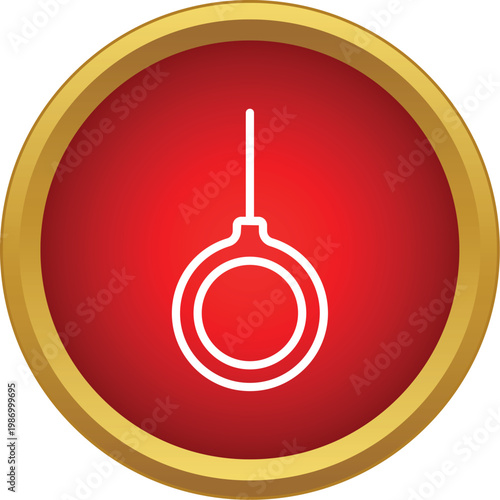 Enema medical syringe bulb tool icon on a red button