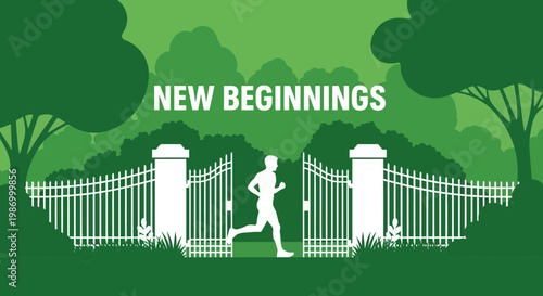 Runner Enters Open Gates Towards A New Horizon Symbolizing Fresh Starts
