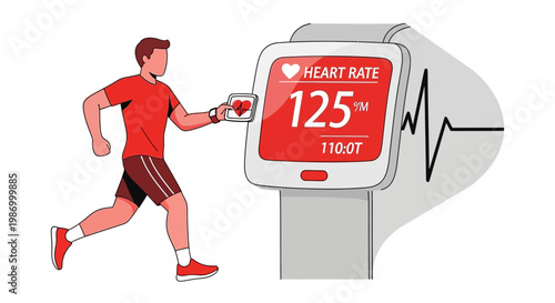 Runner Monitoring Heart Rate On Smart Watch During Exercise