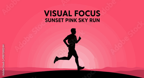 Runner Silhouetted Against Gradient Pink Sunset Sky
